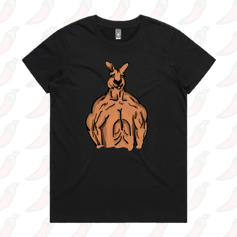 XS / Black / Large Front Design Jacked Kangaroo 🦘 - Women's T Shirt