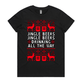 XS / Black / Large Front Design Jingle Beers 🔔🍻 – Women's T Shirt