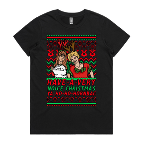 XS / Black / Large Front Design Kath & Kim Christmas Pattern 😈🎄 – Women's T Shirt