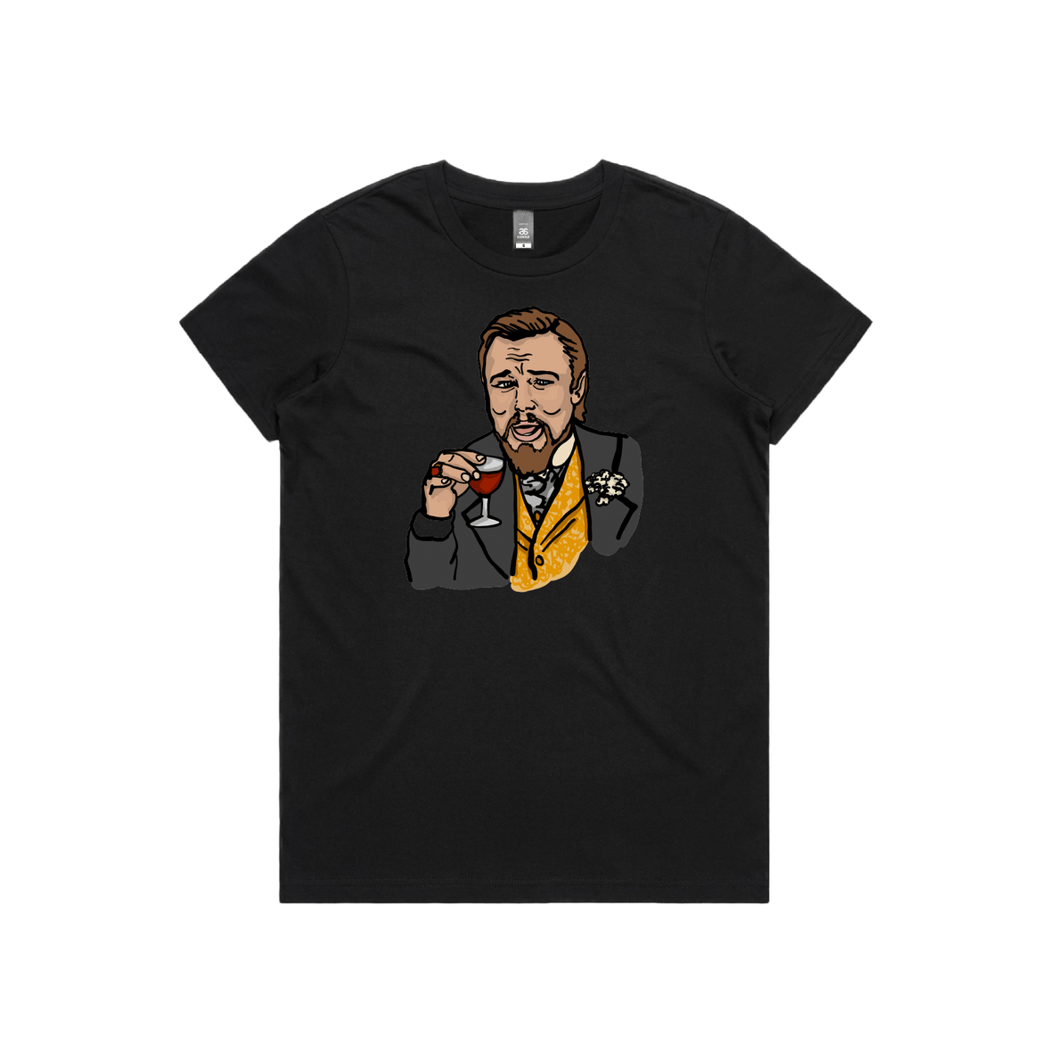 XS / Black / Large Front Design Laughing Leo 🍷 - Women's T Shirt