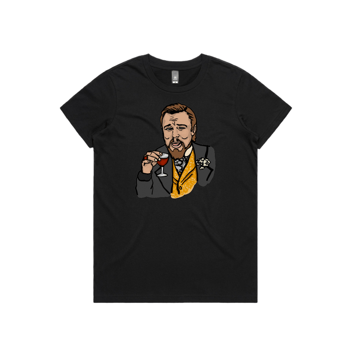 XS / Black / Large Front Design Laughing Leo 🍷 - Women's T Shirt