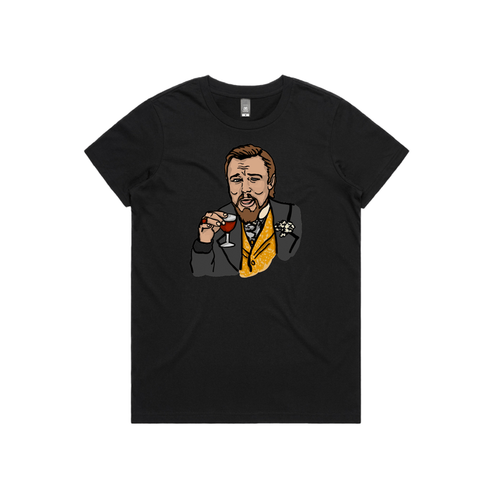 XS / Black / Large Front Design Laughing Leo 🍷 - Women's T Shirt