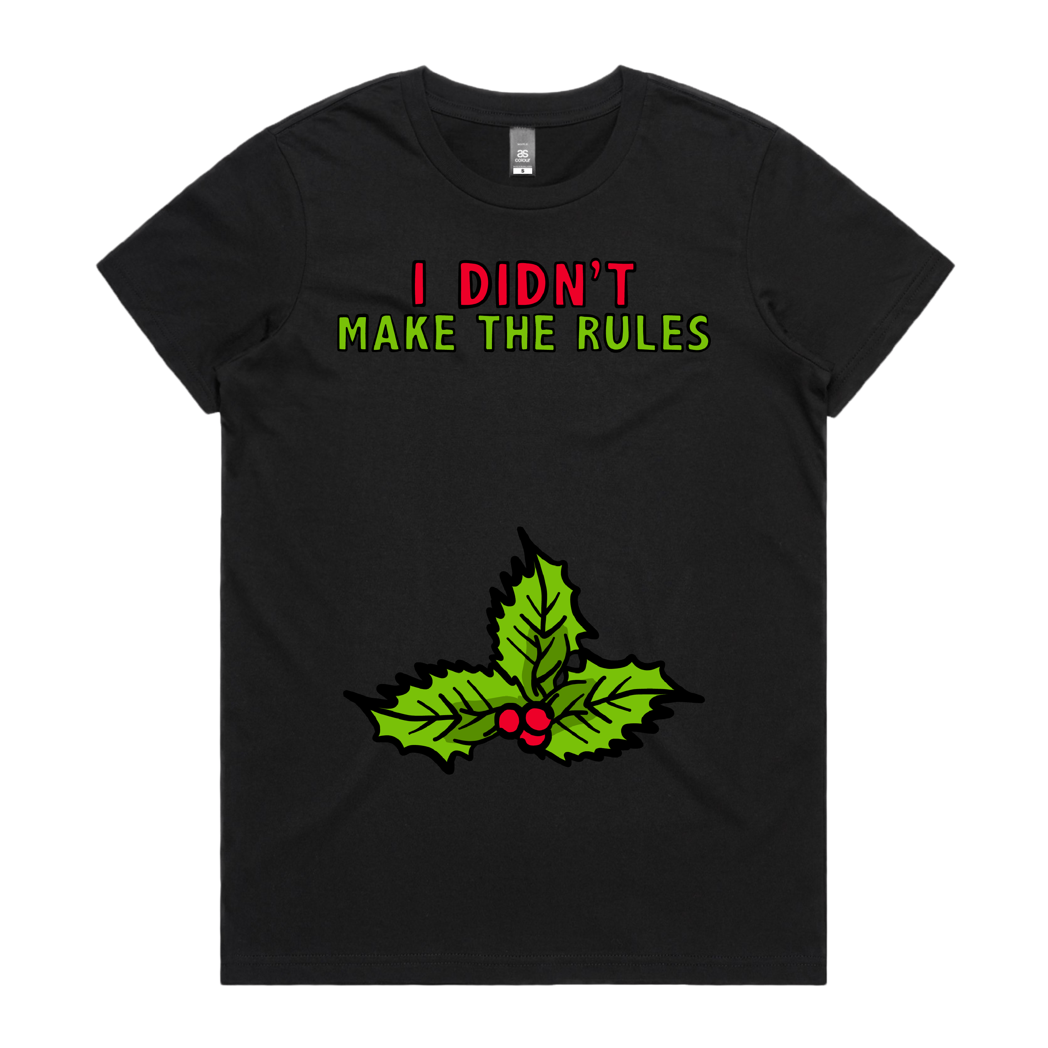 XS / Black / Large Front Design Mistletoe Rules 💋🎄 –  Women's T Shirt