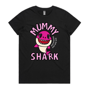 XS / Black / Large Front Design Mummy Shark 🦈 - Women's T Shirt