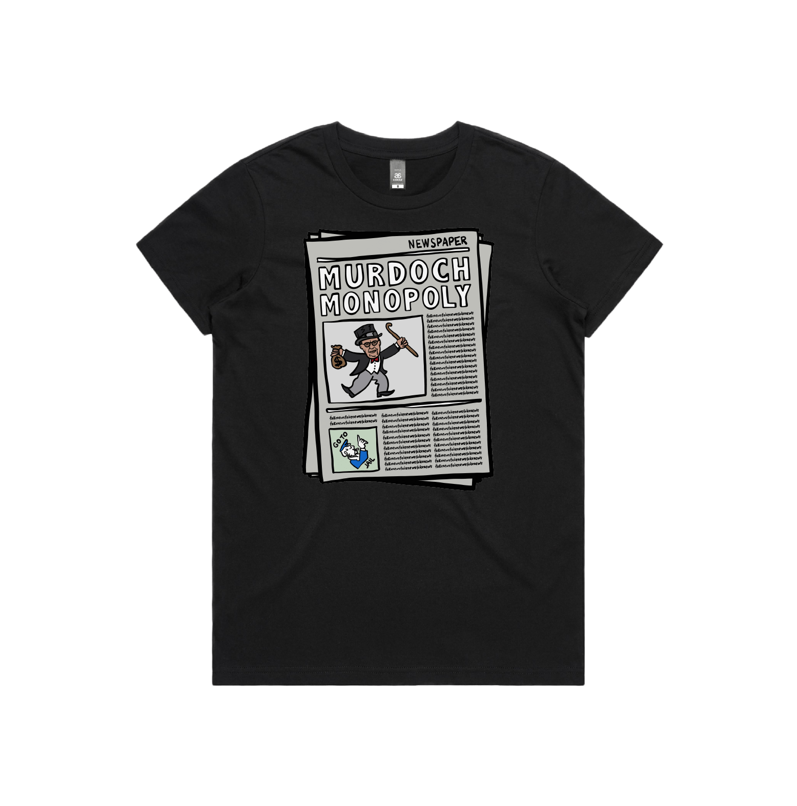 XS / Black / Large Front Design Murdoch Monopoly 📰 - Women's T Shirt