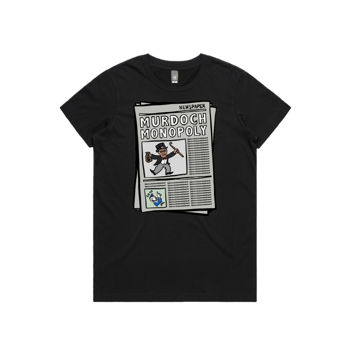 XS / Black / Large Front Design Murdoch Monopoly 📰 - Women's T Shirt
