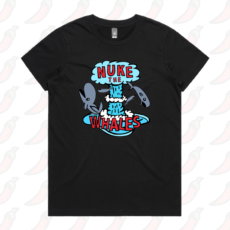 XS / Black / Large Front Design Nuke The Whales 💣🐳 – Women's T Shirt