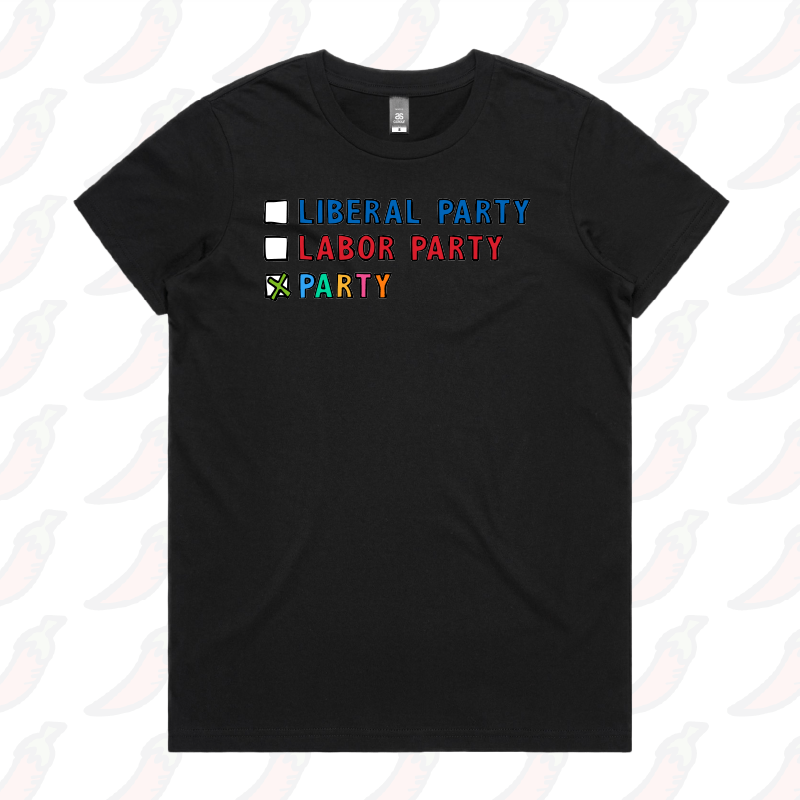 XS / Black / Large Front Design Party Vote ✅ - Women's T Shirt