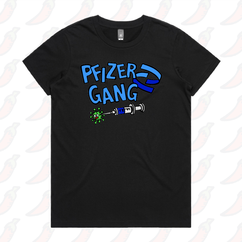 XS / Black / Large Front Design Pfizer Gang 💉 - Women's T Shirt