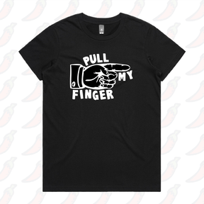 XS / Black / Large Front Design Pull My Finger 👉 – Women's T Shirt