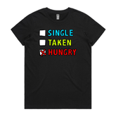 XS / Black / Large Front Design Single Taken Hungry 🍔🍟 - Women's T Shirt