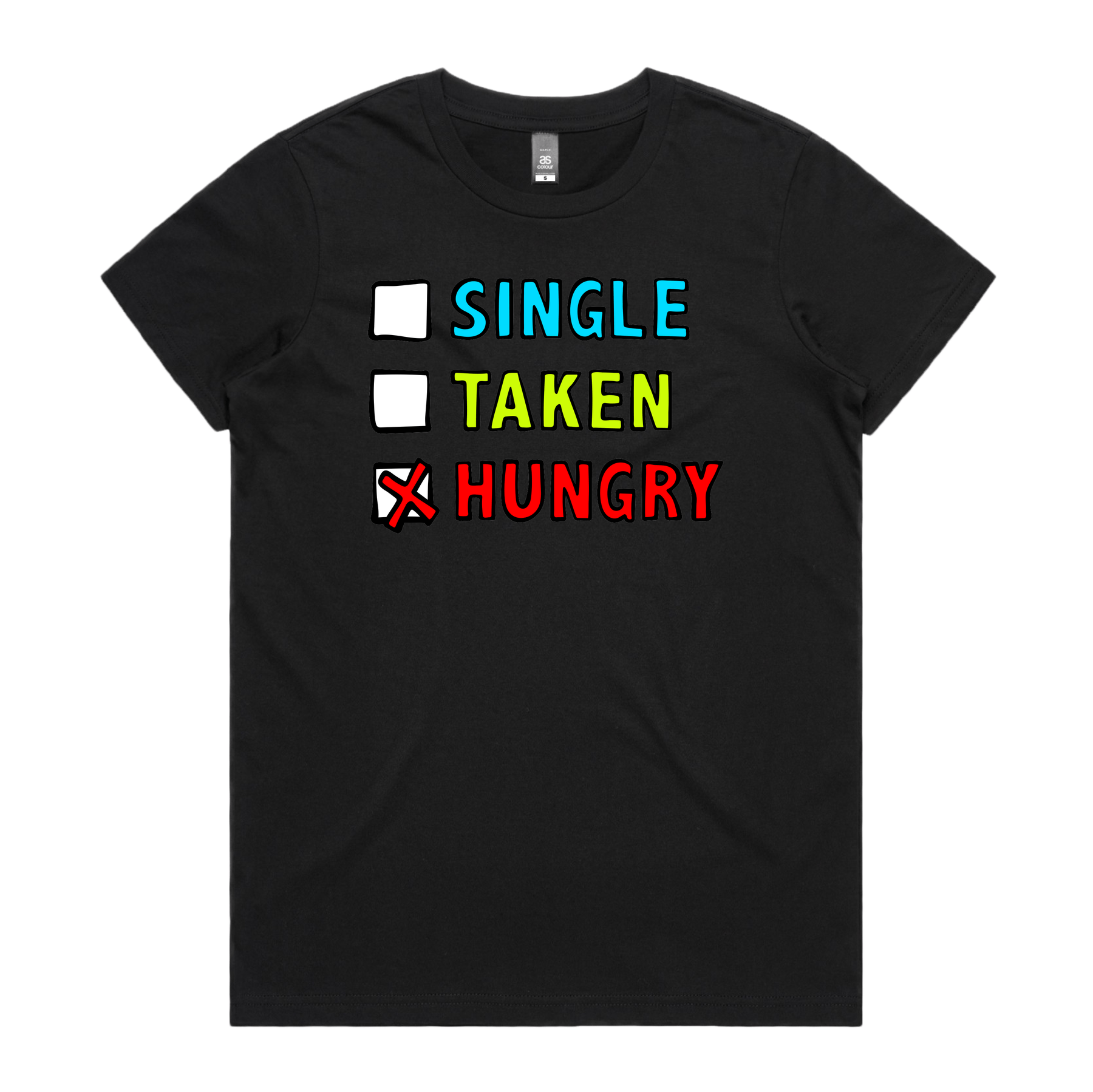 XS / Black / Large Front Design Single Taken Hungry 🍔🍟 - Women's T Shirt