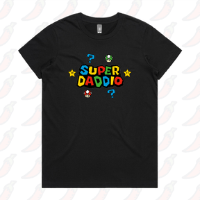 XS / Black / Large Front Design Super Daddio ⭐🍄 – Women's T Shirt