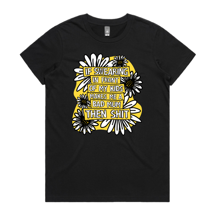 XS / Black / Large Front Design Sweary Mum 🤬🎀 – Women's T Shirt