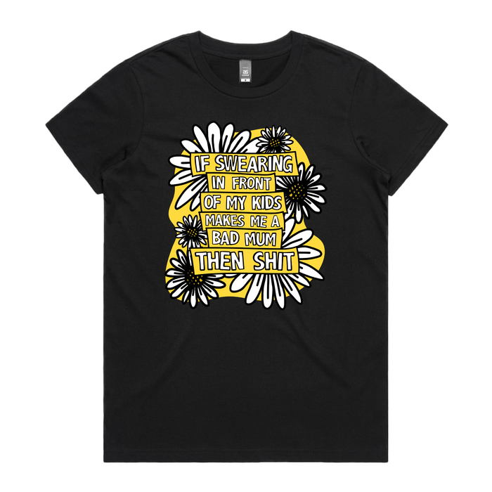 XS / Black / Large Front Design Sweary Mum 🤬🎀 – Women's T Shirt