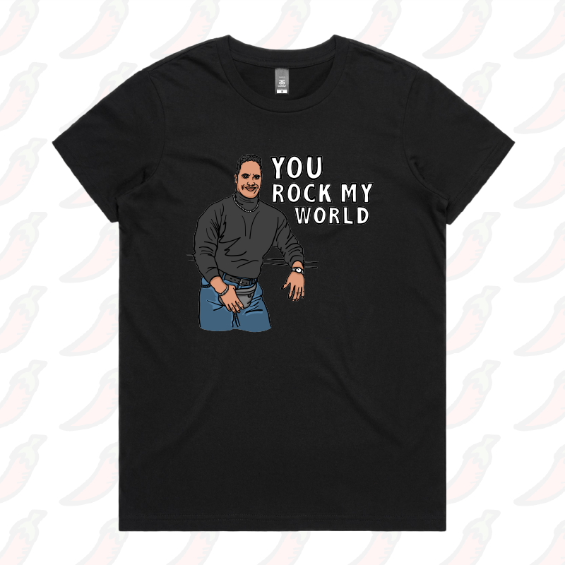 XS / Black / Large Front Design U Rock My World 👨🏾 - Women's T Shirt