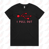 XS / Black / Large Front Design USB PULL OUT 🔌- Women's T Shirt
