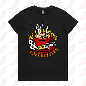XS / Black / Large Front Design Vaccinated & Caffeinated 💉☕ - Women's T Shirt