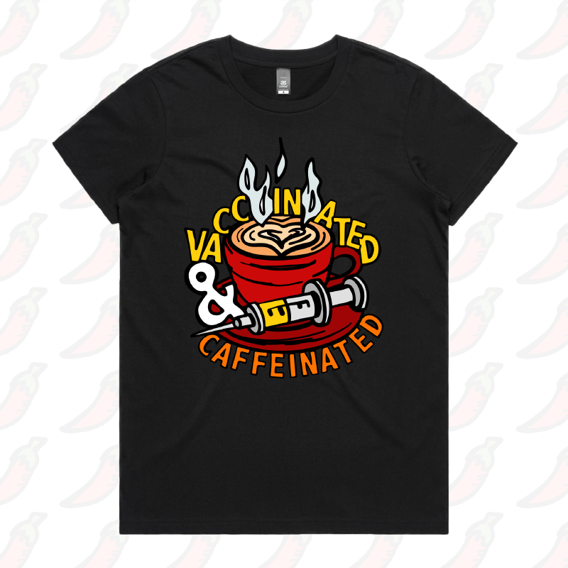 XS / Black / Large Front Design Vaccinated & Caffeinated 💉☕ - Women's T Shirt