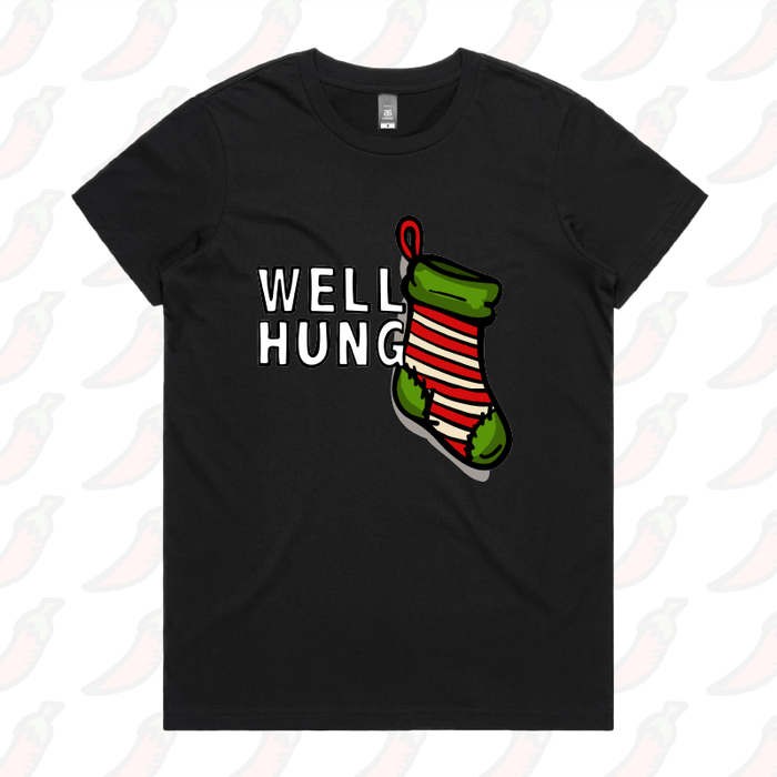 XS / Black / Large Front Design Well Hung 🧦🎄- Women's T Shirt