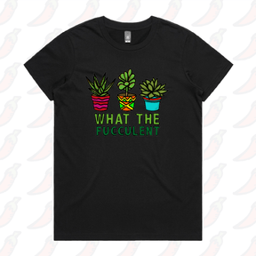 XS / Black / Large Front Design What The Fucculent 🌵 – Women's T Shirt