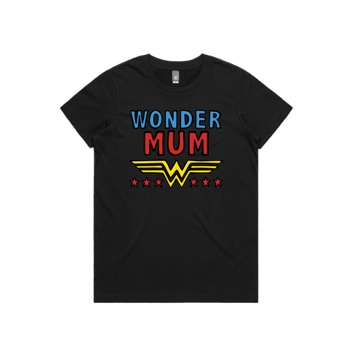 XS / Black / Large Front Design Wondermum 🦸‍♀️ - Women's T Shirt