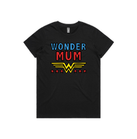 XS / Black / Large Front Design Wondermum 🦸‍♀️ - Women's T Shirt