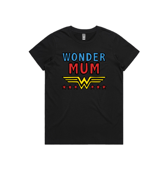 XS / Black / Large Front Design Wondermum 🦸‍♀️ - Women's T Shirt