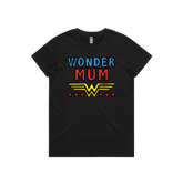 XS / Black / Large Front Design Wondermum 🦸‍♀️ - Women's T Shirt