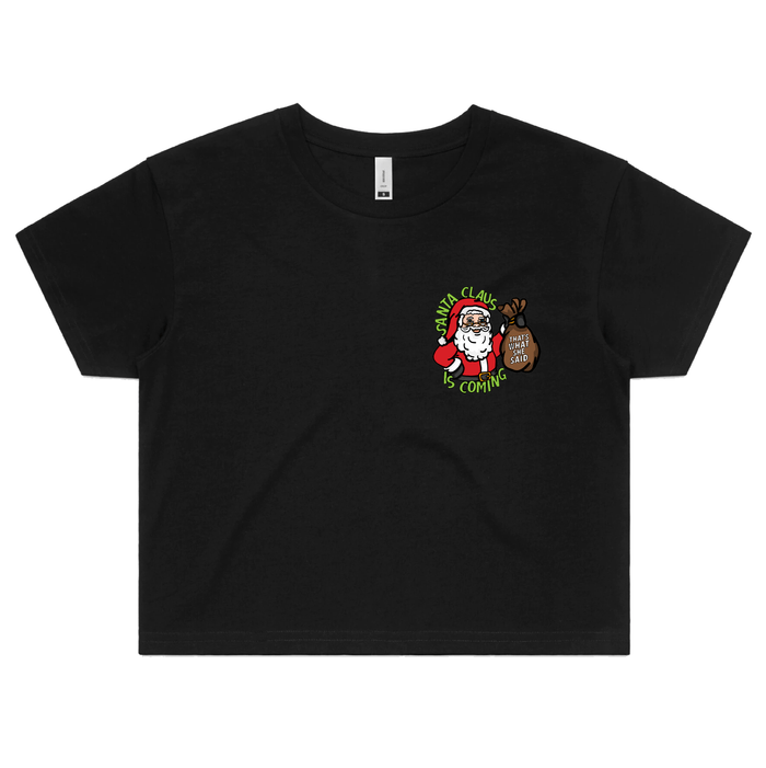 XS / Black Santa is Coming 🎅🎄- Women's Crop Top