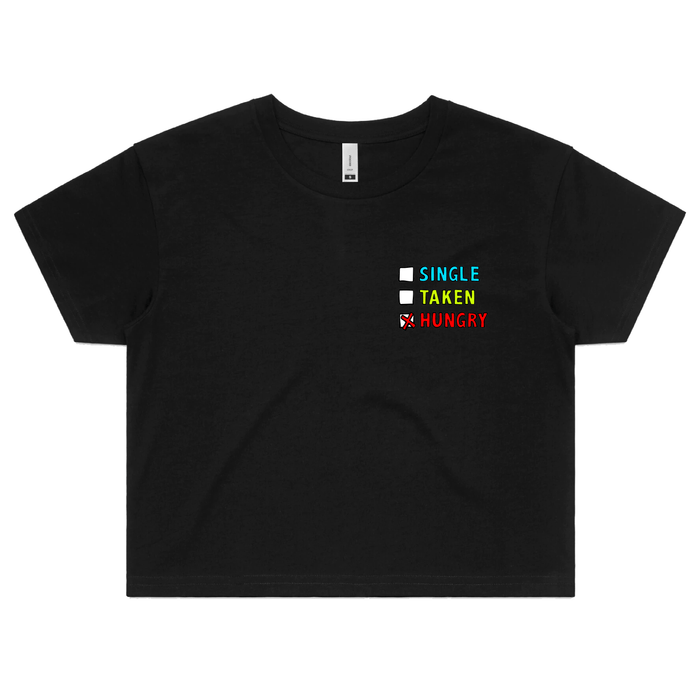 XS / Black Single Taken Hungry 🍔🍟 - Women's Crop Top