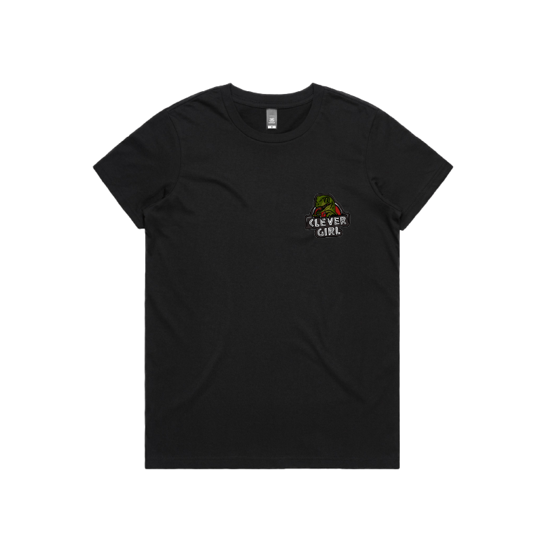 XS / Black / Small Front Design Clever Girl 🦖 - Women's T Shirt