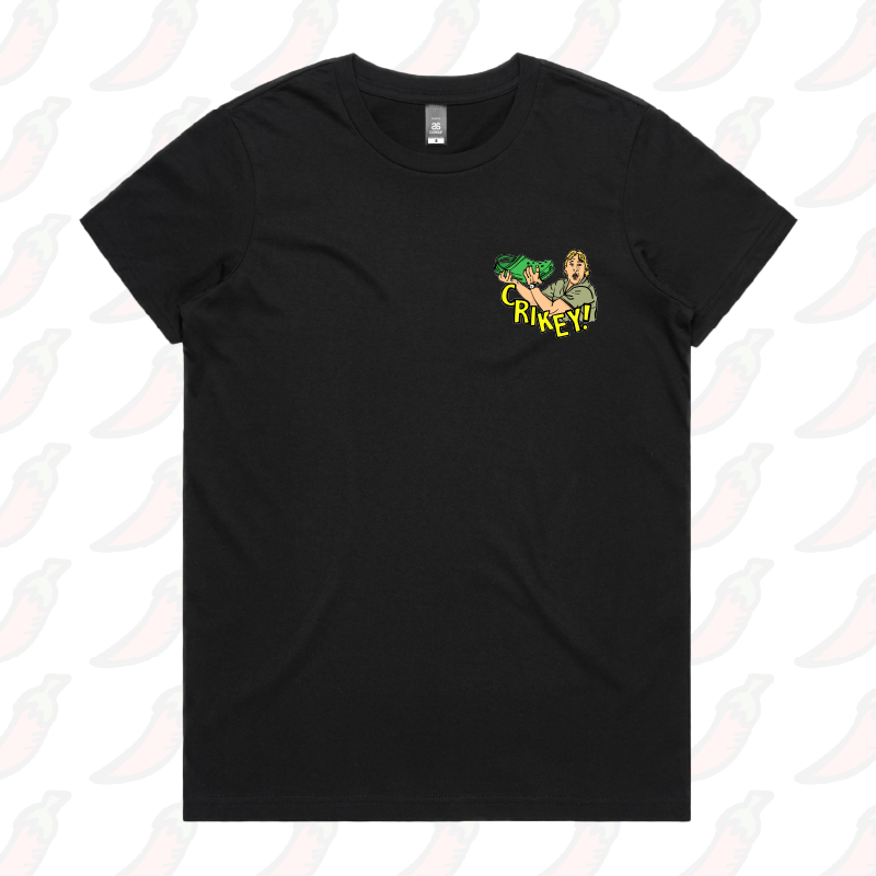 XS / Black / Small Front Design Crikey! Croc Hunter 🐊 - Women's T Shirt