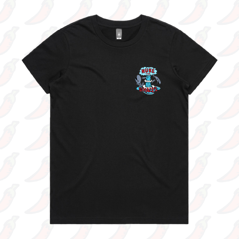 XS / Black / Small Front Design Nuke The Whales 💣🐳 – Women's T Shirt