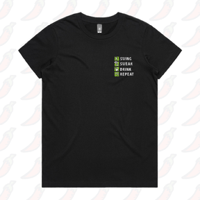 XS / Black / Small Front Design Swing Swear Drink Repeat 🏌 – Women's T Shirt