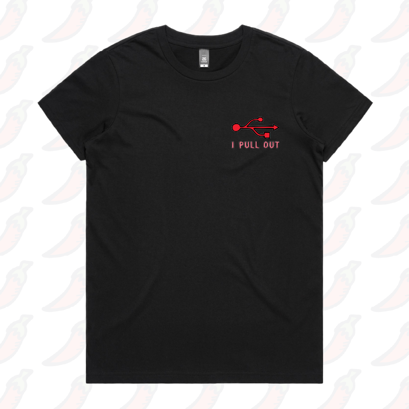 XS / Black / Small Front Design USB PULL OUT 🔌- Women's T Shirt