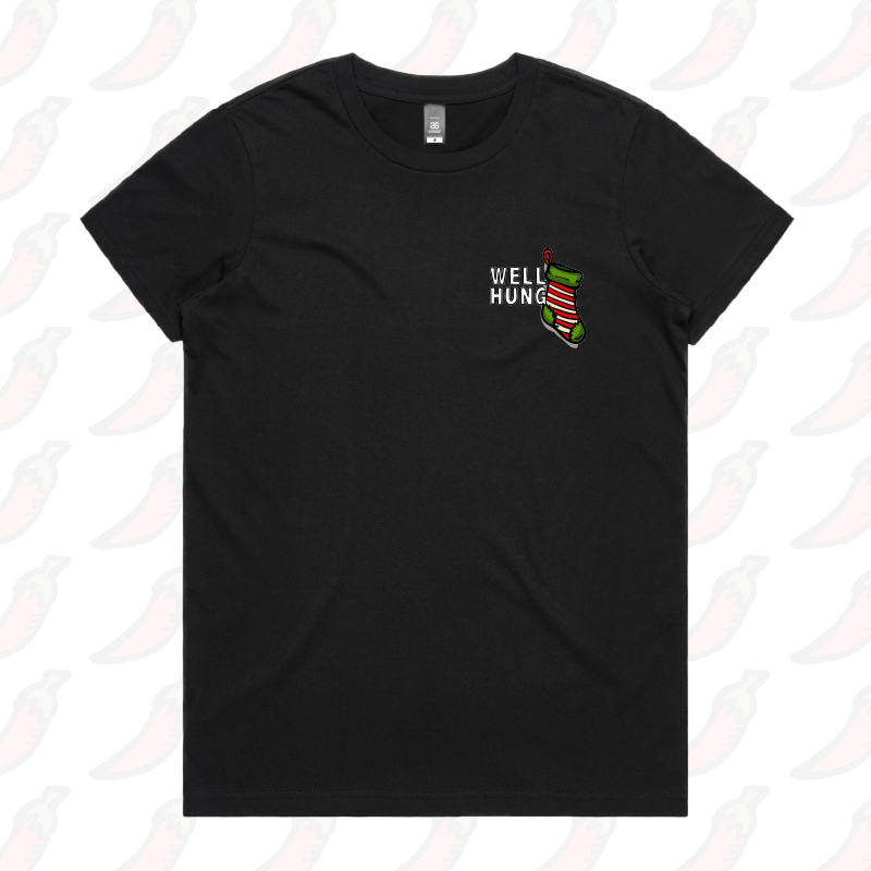 XS / Black / Small Front Design Well Hung 🧦🎄- Women's T Shirt