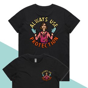 XS / Black / Small Front & Large Back Design Always Use Protection 🧤 - Women's T Shirt