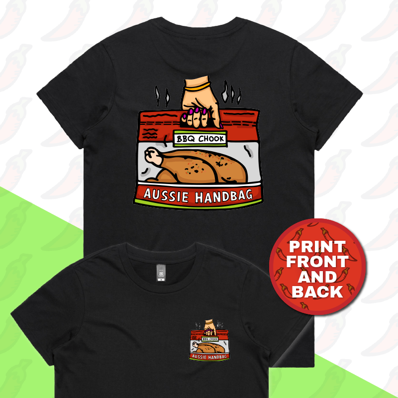 XS / Black / Small Front & Large Back Design Aussie Handbag 🍗 – Women's T Shirt