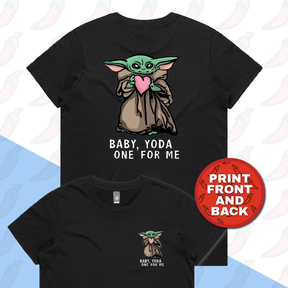 XS / Black / Small Front & Large Back Design Baby Yoda Love 👽❤️ - Women's T Shirt