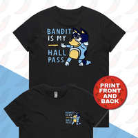 XS / Black / Small Front & Large Back Design Bandit Hall Pass 🦴 - Women's T Shirt