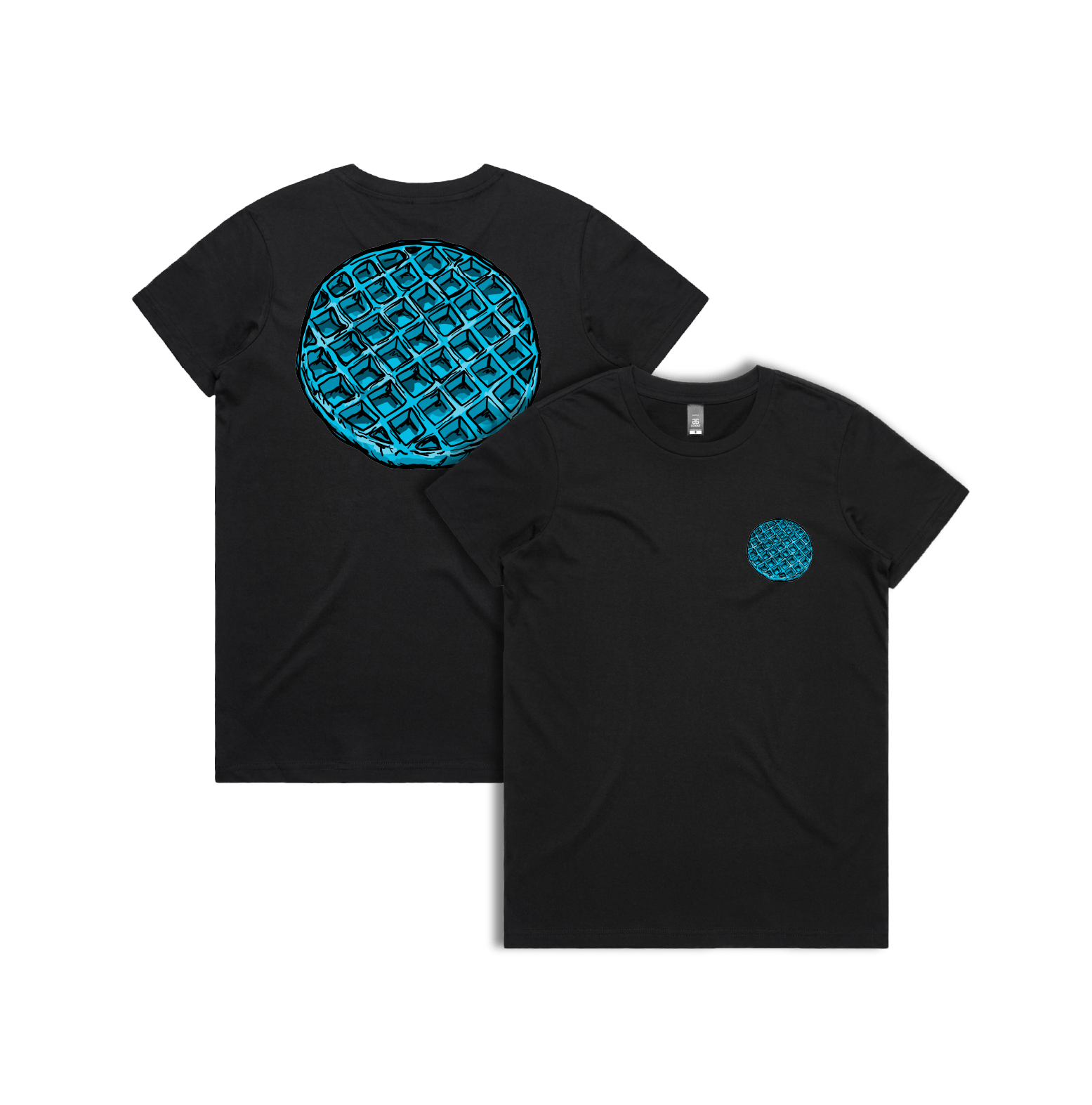 XS / Black / Small Front & Large Back Design Blue Waffle 🧇🤮 - Women's T Shirt