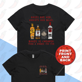 XS / Black / Small Front & Large Back Design Boozy Date Night 🍸 - Women's T Shirt