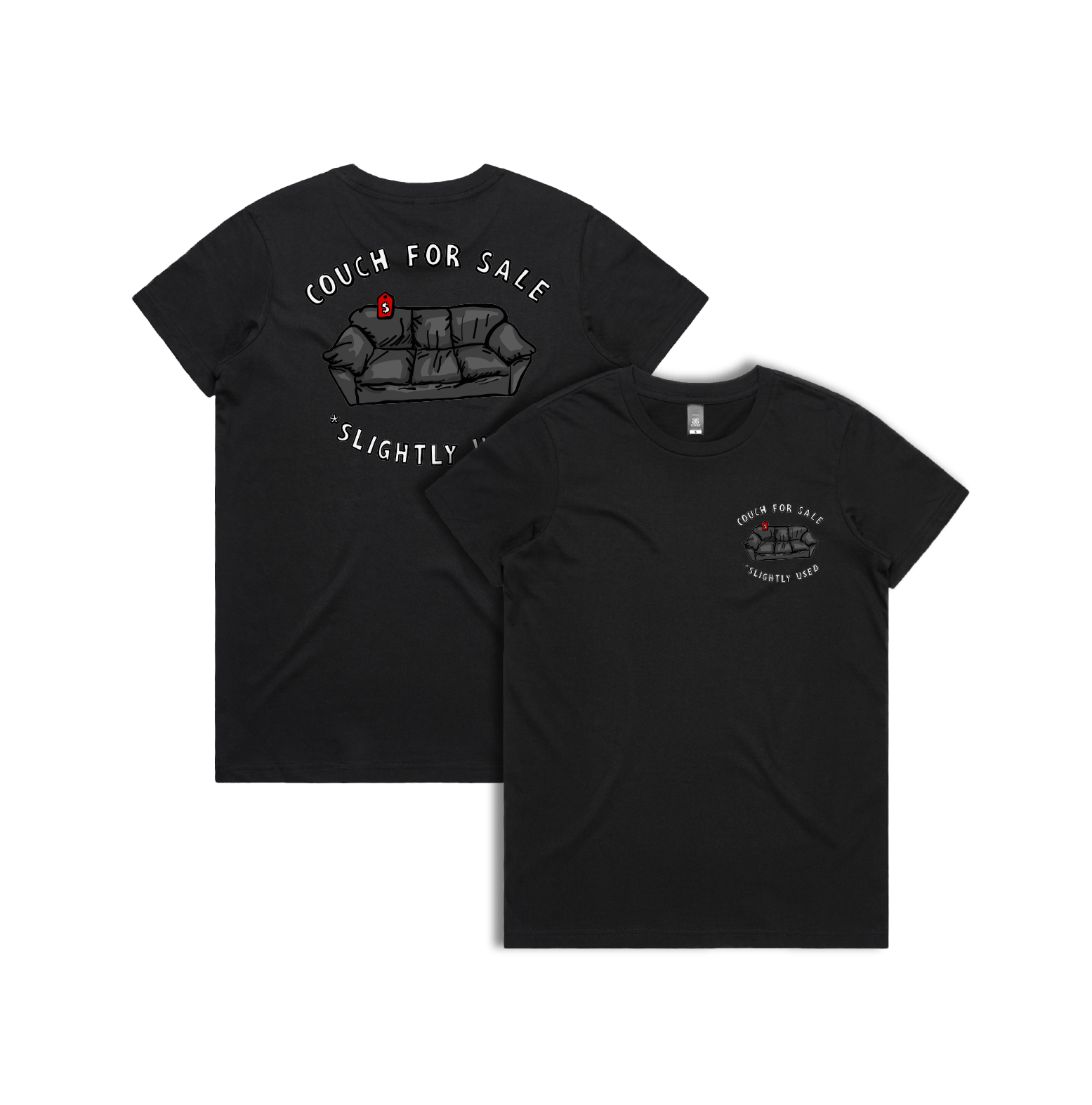 XS / Black / Small Front & Large Back Design Casting Couch 📹 - Women's T Shirt