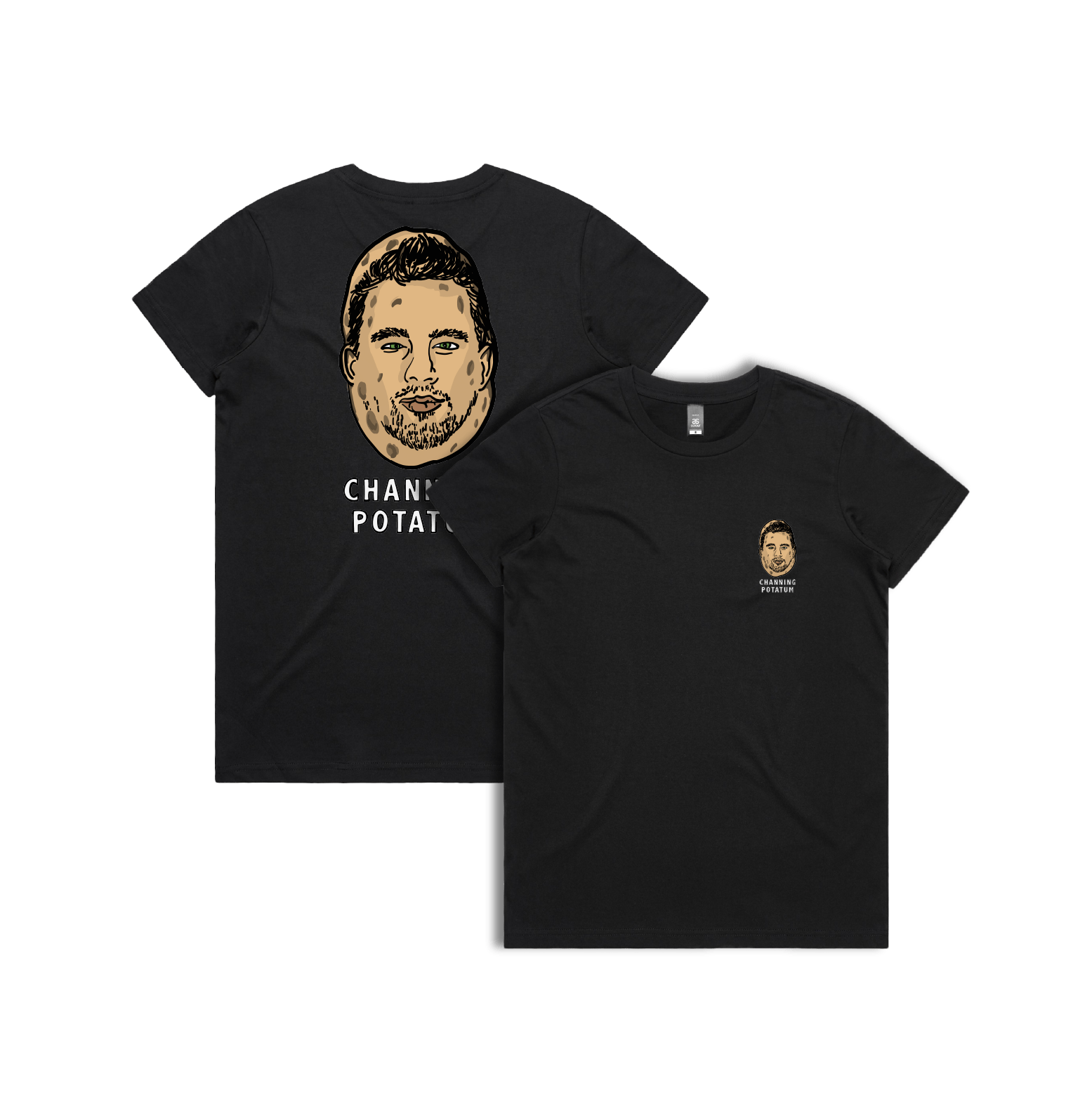 XS / Black / Small Front & Large Back Design Channing Potatum 🥔 - Women's T Shirt