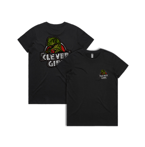 XS / Black / Small Front & Large Back Design Clever Girl 🦖 - Women's T Shirt