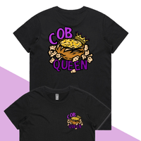 XS / Black / Small Front & Large Back Design Cob Queen 👑🍞 – Women's T Shirt