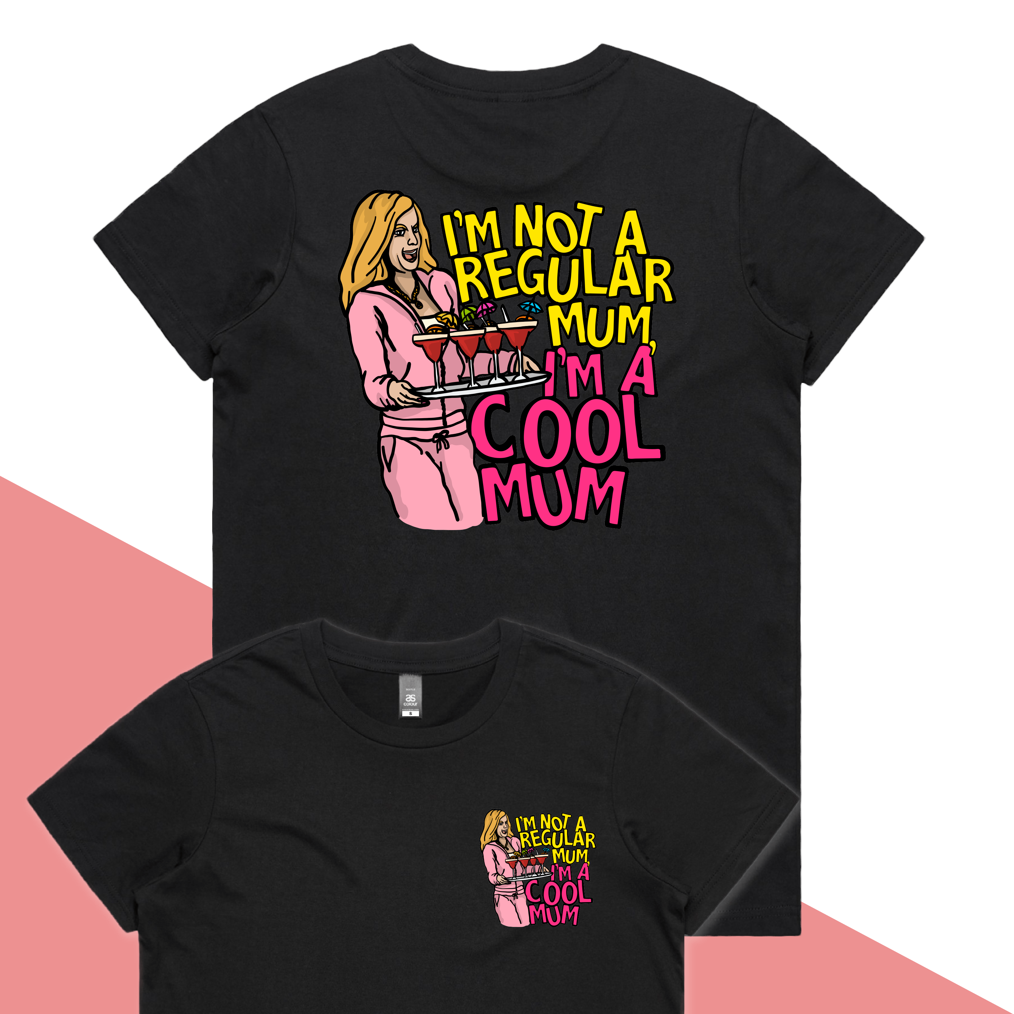 XS / Black / Small Front & Large Back Design Cool Mum 😎🍸 - Women's T Shirt