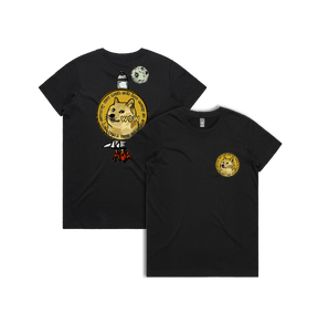 XS / Black / Small Front & Large Back Design Dogecoin 🚀 - Women's T Shirt