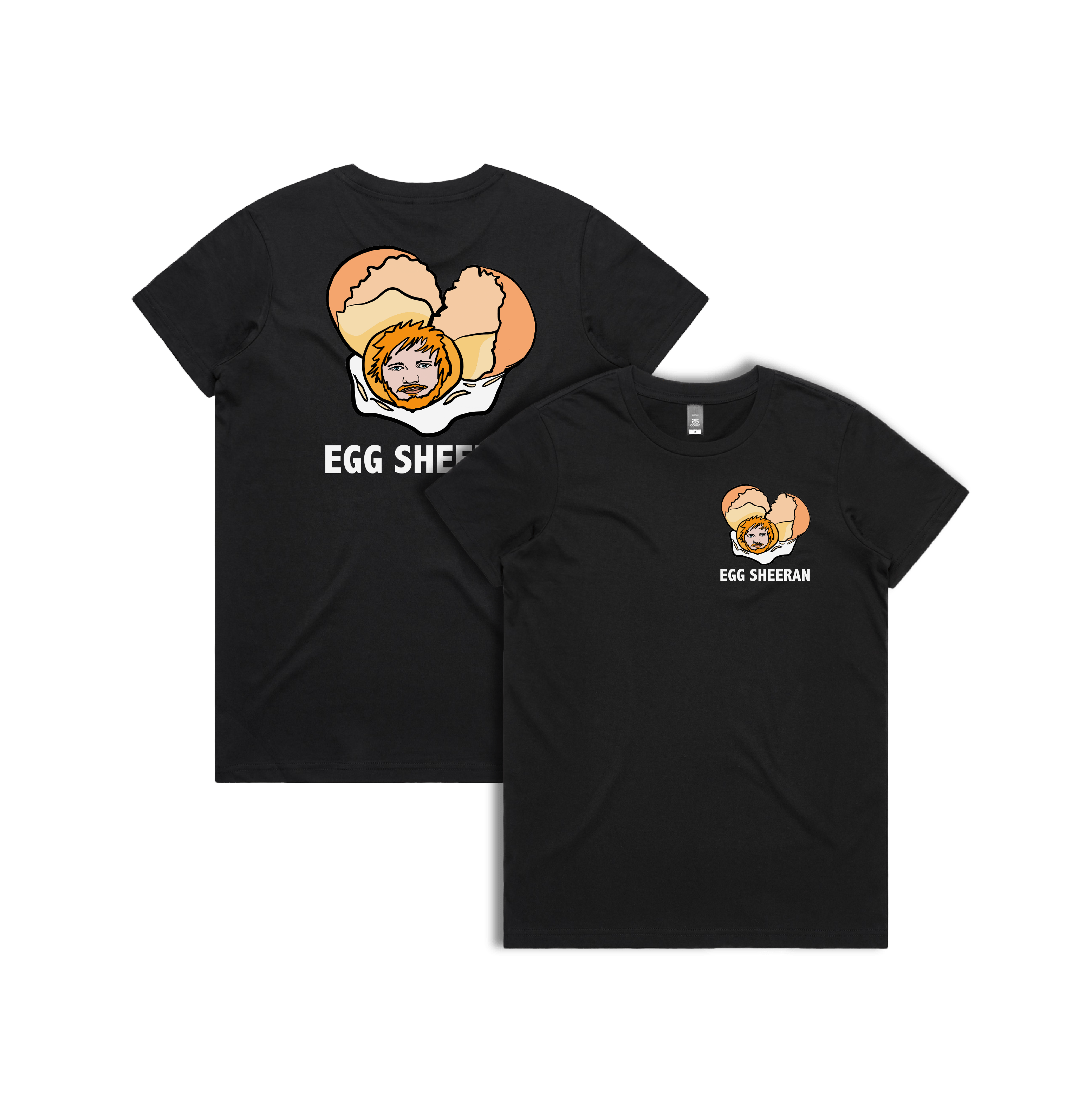 XS / Black / Small Front & Large Back Design Egg Sheeran 🥚 - Women's T Shirt